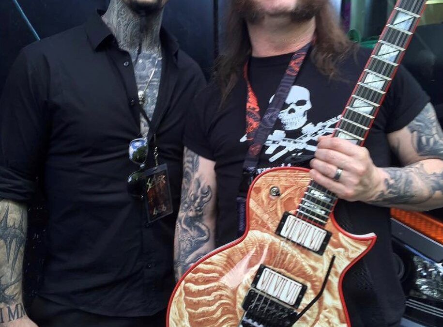 Vincent Castiglia and Gary Holt with blood guitar4