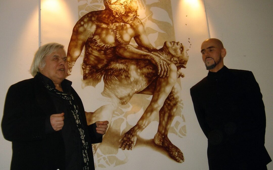 Vincent and old art guy with white hair
